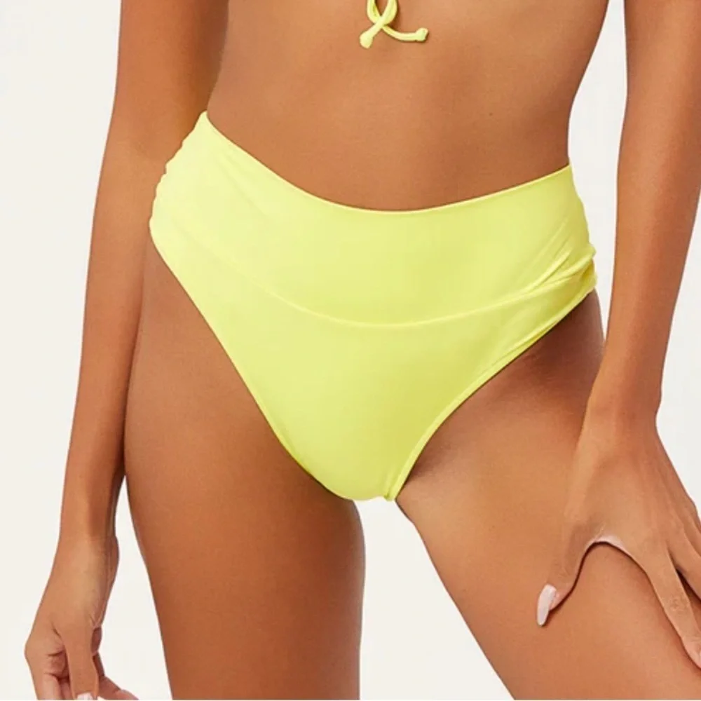 Frankie’s bikinis Dreamy high waisted cheeky bikini bottoms in lemonade XS NWT!